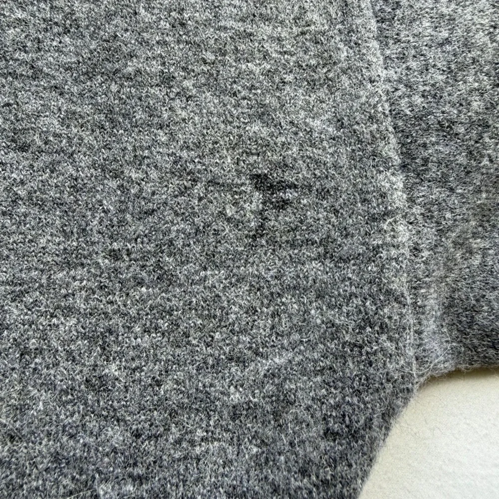 Free People Gray Wool Alpaca Blend Ruffle Mock Neck Balloon Sleeve Sweater S